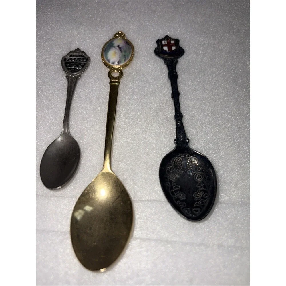 Spoons - 3 Vintage Souvenir, Copper, Stainless Steel. Florida, London